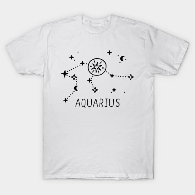 Aquarius Astrology sign T-Shirt by Lunaly Creations 